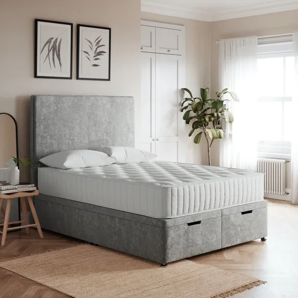 End Ottoman Bed Frame with Storage - Grey, Chenille image