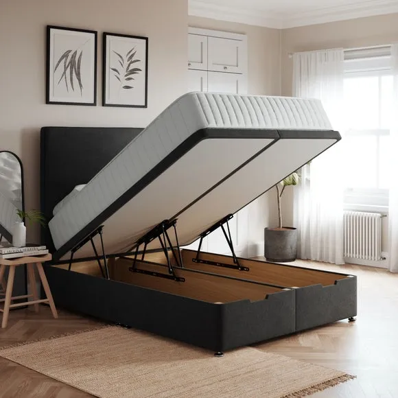 End Ottoman Bed Frame with Storage - Grey, Tweed
