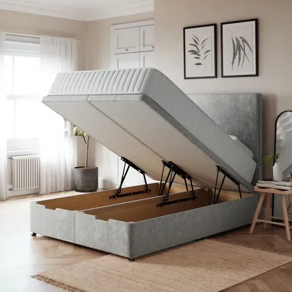 End Ottoman Bed Frame with Storage - Natural, Chenille
