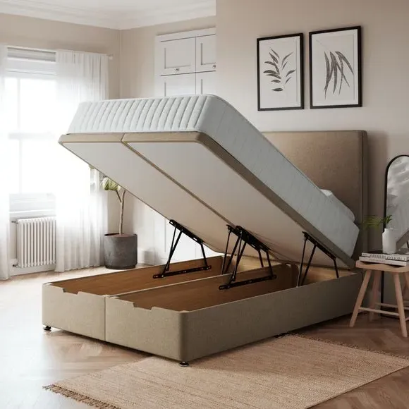 End Ottoman Bed Frame with Storage - Natural, Tweed