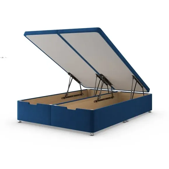 End Ottoman Bed Frame with Storage - Navy, Velvet