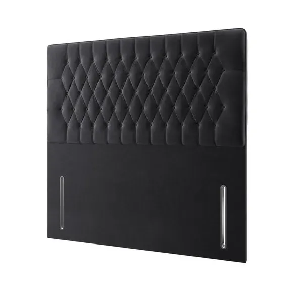 Floor Standing Chesterfield Headboard - Black, Velvet