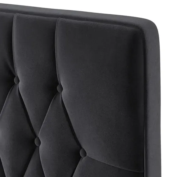 Floor Standing Chesterfield Headboard - Black, Velvet