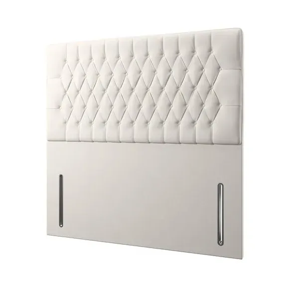 Floor Standing Chesterfield Headboard - Cream, Linen