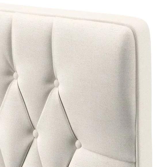 Floor Standing Chesterfield Headboard - Cream, Linen