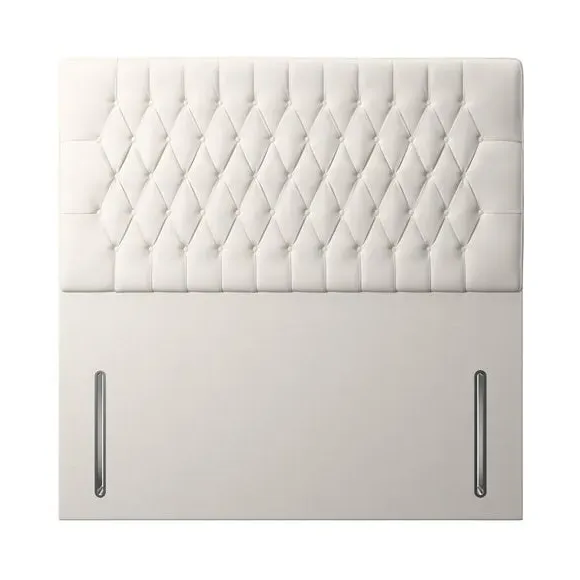 Floor Standing Chesterfield Headboard - Cream, Linen