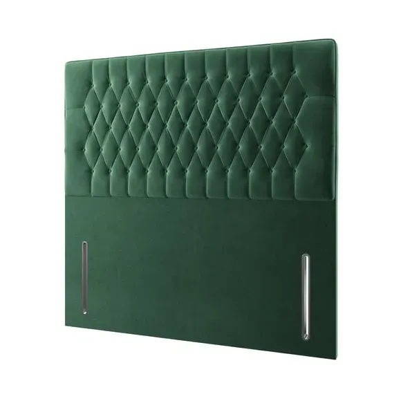 Floor Standing Chesterfield Headboard - Emerald, Velvet