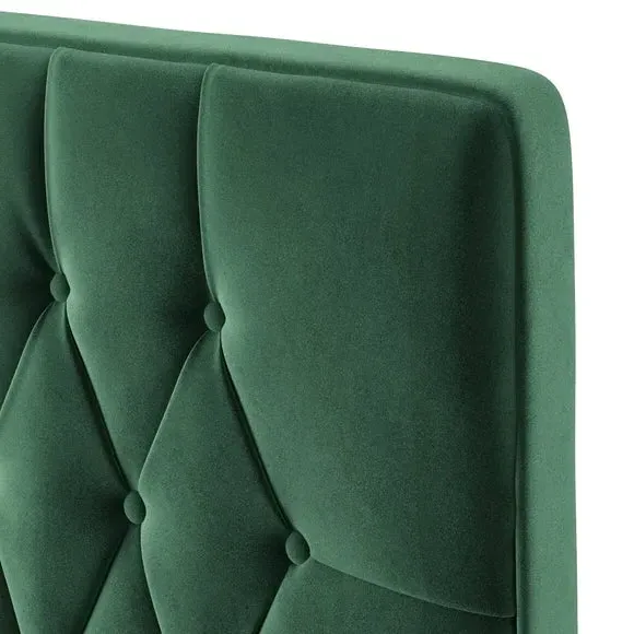 Floor Standing Chesterfield Headboard - Emerald, Velvet