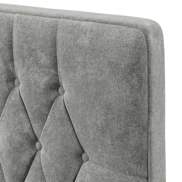 Floor Standing Chesterfield Headboard - Grey, Chenille