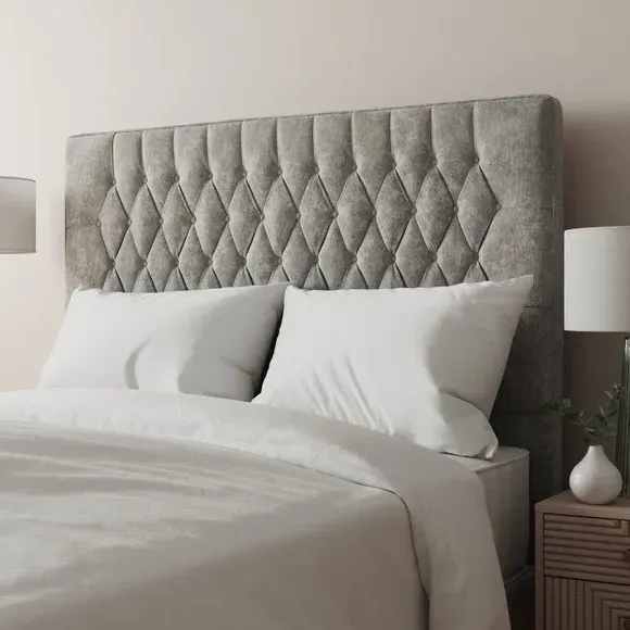 Floor Standing Chesterfield Headboard - Grey, Chenille image