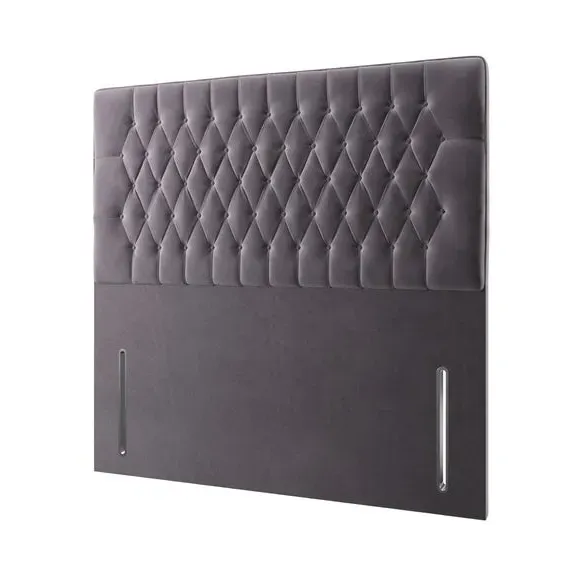 Floor Standing Chesterfield Headboard - Grey, Velvet