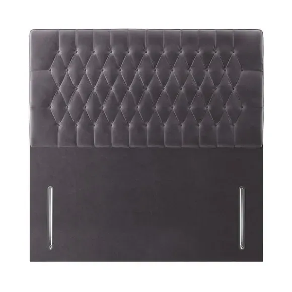 Floor Standing Chesterfield Headboard - Grey, Velvet