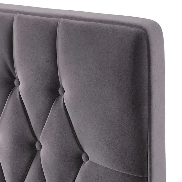 Floor Standing Chesterfield Headboard - Grey, Velvet