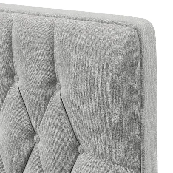 Floor Standing Chesterfield Headboard - Natural, Chenille