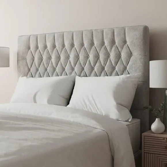Floor Standing Chesterfield Headboard - Natural, Chenille