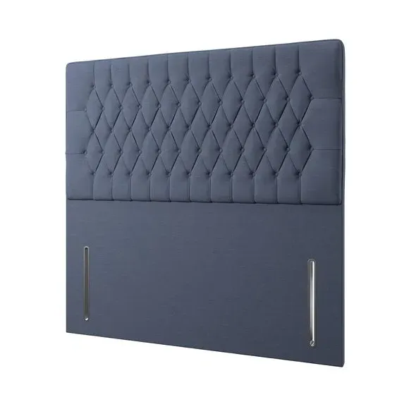 Floor Standing Chesterfield Headboard - Navy, Linen