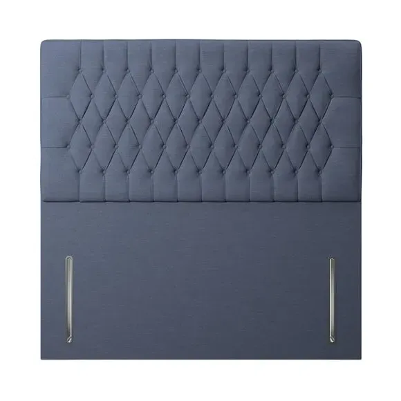 Floor Standing Chesterfield Headboard - Navy, Linen