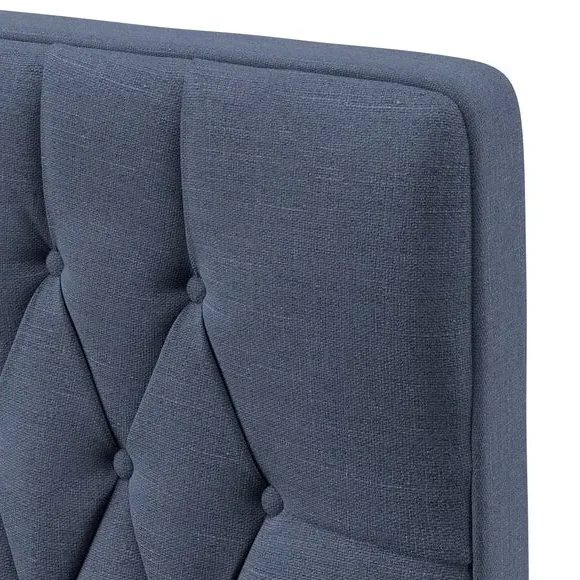Floor Standing Chesterfield Headboard - Navy, Linen