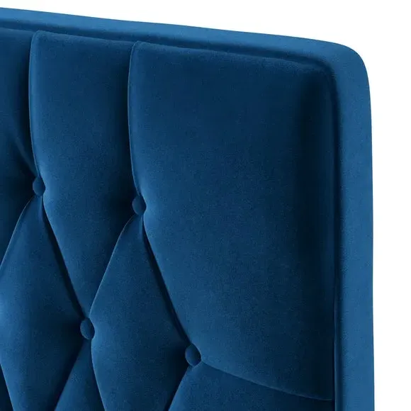 Floor Standing Chesterfield Headboard - Navy, Velvet