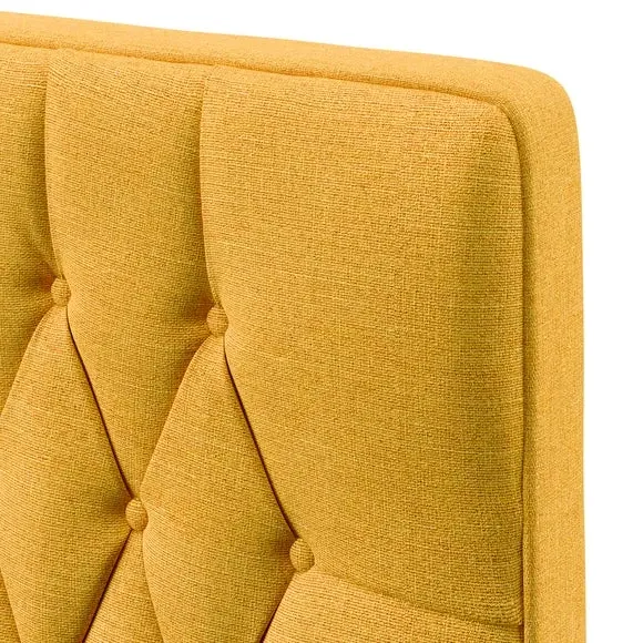 Floor Standing Chesterfield Headboard - Ochre, Linen