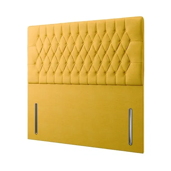 Floor Standing Chesterfield Headboard - Ochre, Linen