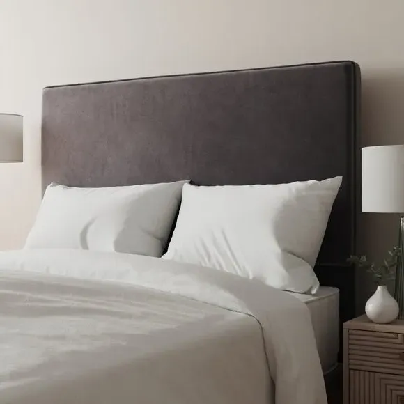 Floor Standing Headboard - Grey, Velvet