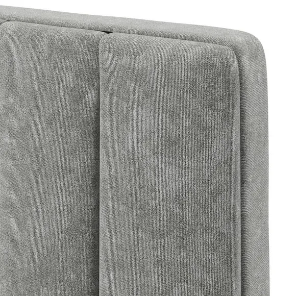 Floor Standing Headboard Vertical Stripe - Grey, Chenille