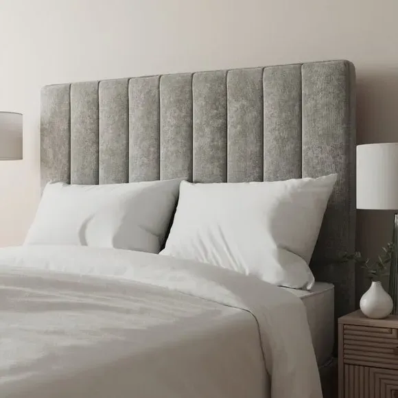 Floor Standing Headboard Vertical Stripe - Grey, Chenille image