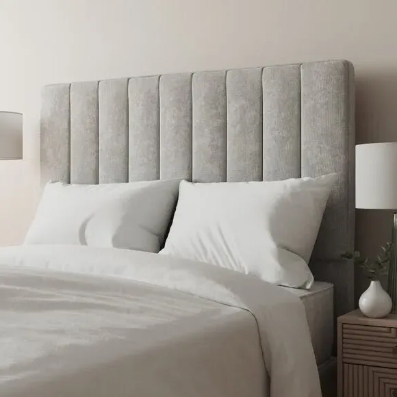Floor Standing Headboard Vertical Stripe - Natural, Chenille