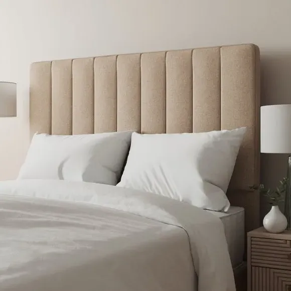 Floor Standing Headboard Vertical Stripe - Natural, Tweed