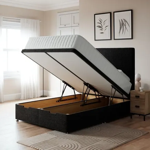 Ottoman Bed Frame with Storage - Black, Fabric