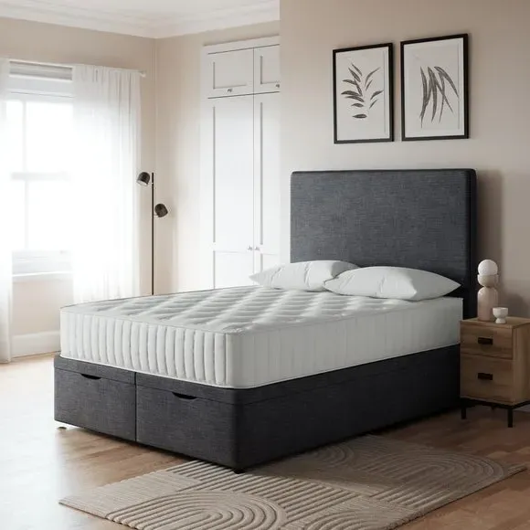 Ottoman Bed Frame with Storage - Charcoal, Fabric