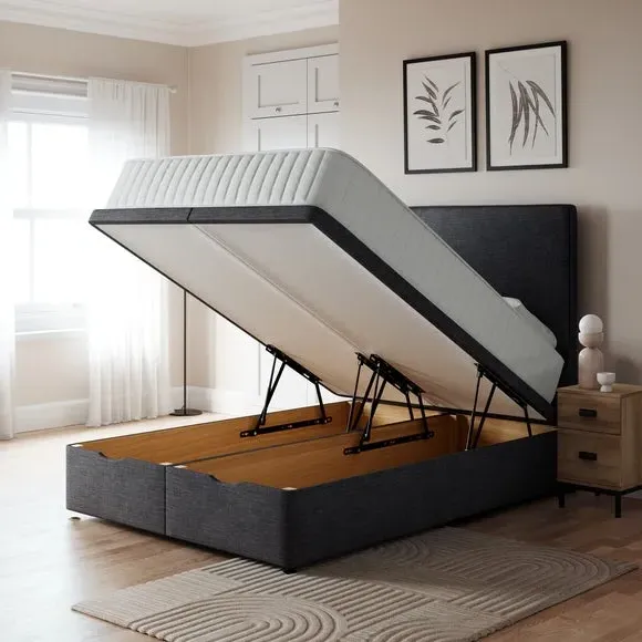 Ottoman Bed Frame with Storage - Charcoal, Fabric image