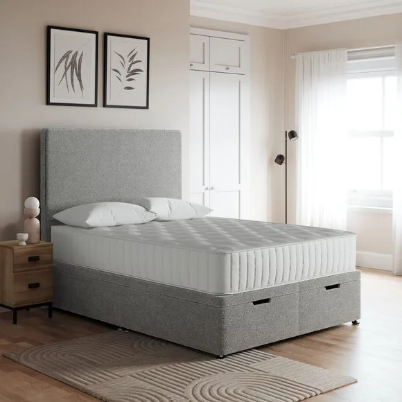 Ottoman Bed Frame with Storage - Grey, Fabric