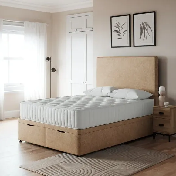Ottoman Bed Frame with Storage - Natural, Fabric