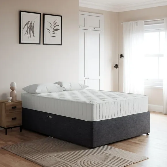 Platform Divan Base with Storage - Charcoal, Fabric image