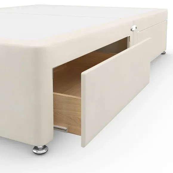 Platform Divan Base with Storage - Cream, Chenille
