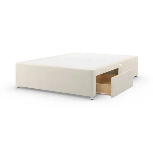 Platform Divan Base with Storage - Cream, Chenille
