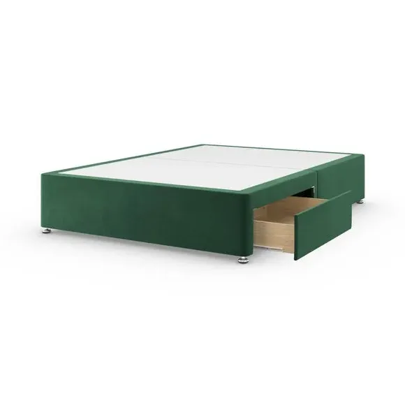 Platform Divan Base with Storage - Emerald, Velvet