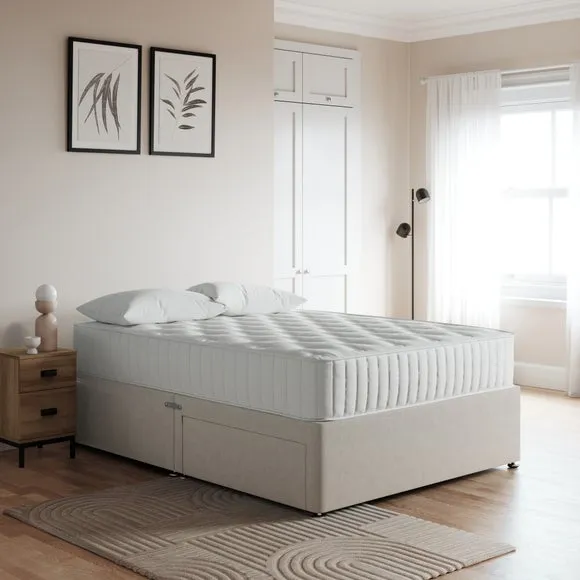 Platform Divan Base with Storage - Grey, Fabric