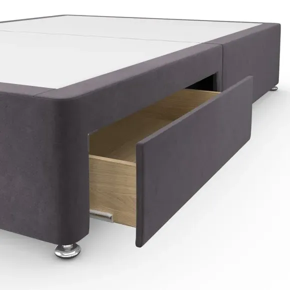 Platform Divan Base with Storage - Grey, Velvet