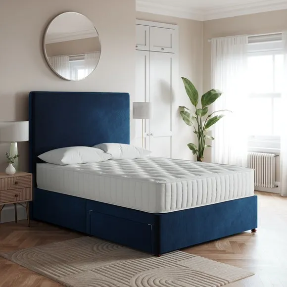 Platform Divan Base with Storage - Navy, Velvet