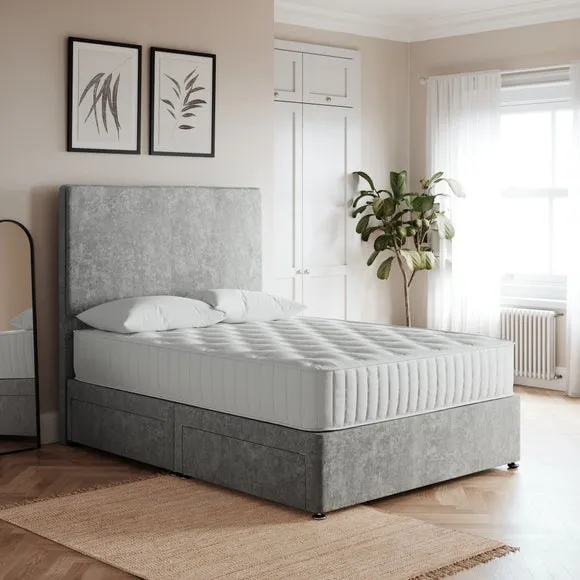 Platform Top Divan Base - Grey, Chenille