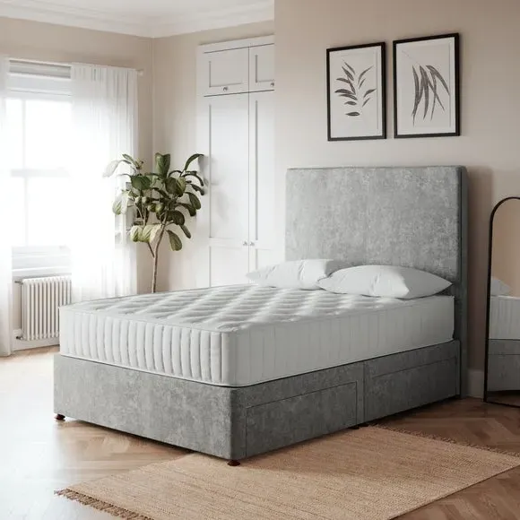 Platform Top Divan Base - Grey, Chenille