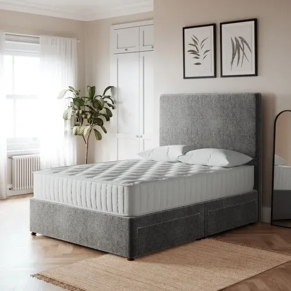 Platform Top Divan Base - Grey, Teddy Fabric