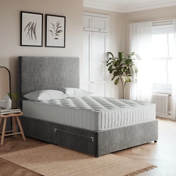 Platform Top Divan Base - Grey, Teddy Fabric