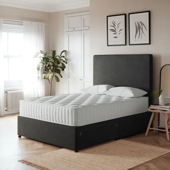 Platform Top Divan Base with Storage - Grey, Tweed image