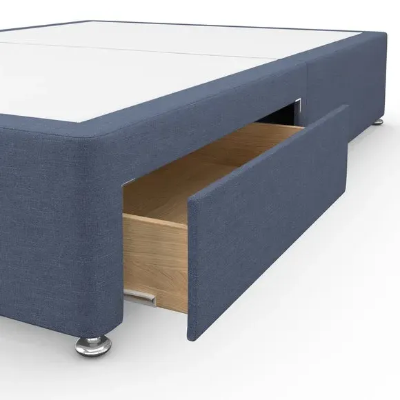 Platform Top Divan Base with Storage - Navy, Linen