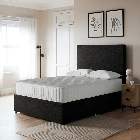Side Ottoman Bed Frame - Black, Teddy Fabric image
