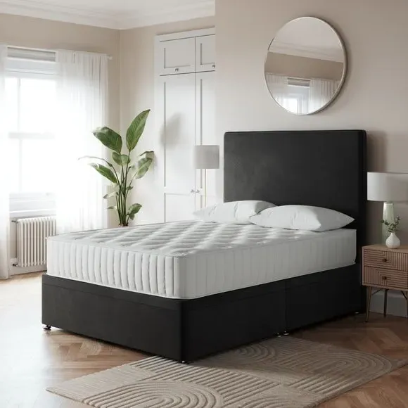 Side Ottoman Bed Frame - Black, Velvet